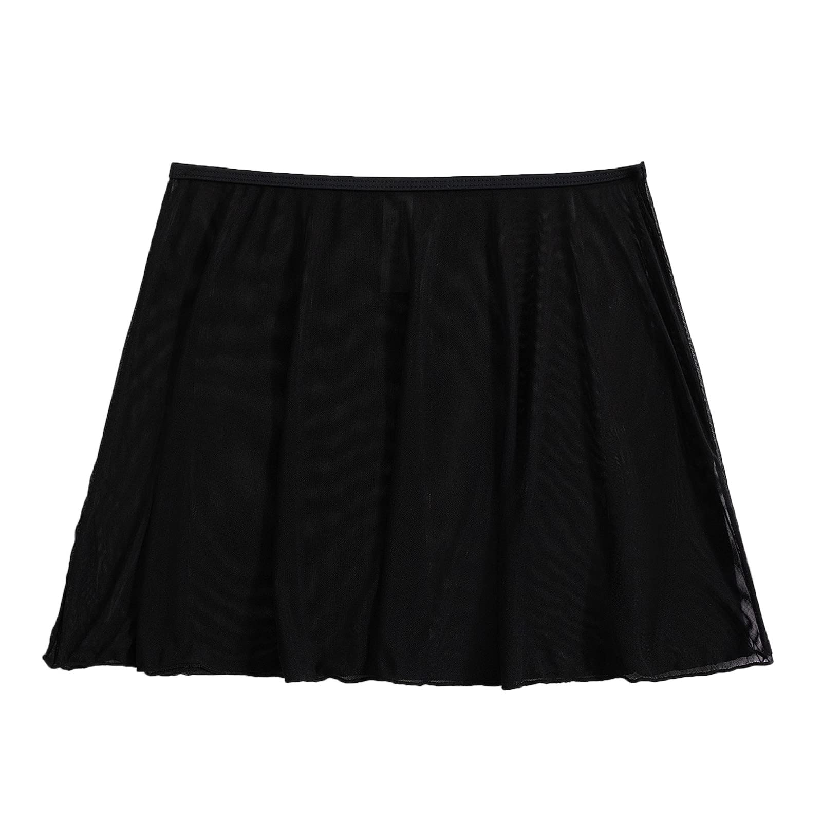 POTTOA Women's Sheer Mesh Bikini Cover Up Wrap - Beach Swimwear Cover Up with Ruffle Shorts & Drawstring for Pool, Vacation, and Summer Outfits (Black, XXL)