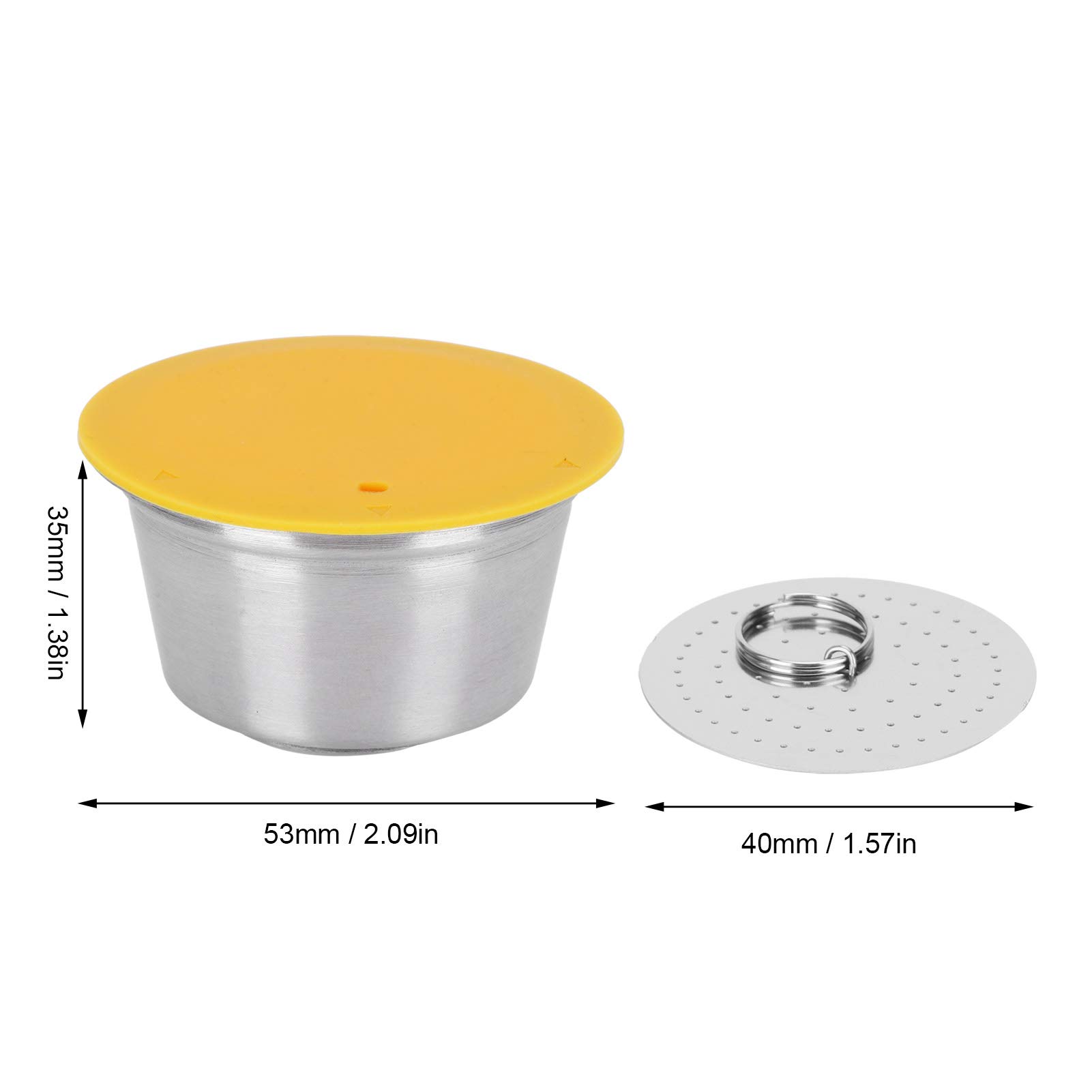 Stainless Steel Reusable Coffee Pods for Dolce Gusto - Refillable Coffee Capsule Cup with Silicone Lid (Yellow) | Eco-Friendly Coffee Accessory for Home & Office Use