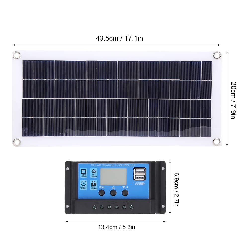 20W 18V Solar Charge Controller with Digital Display & USB Ports - High Efficiency MPPT Regulator with Reverse Current Protection for Solar Panels, RV, Boat, and Outdoor Power Systems - Perfect for Camping, Off-Grid Living, and Emergency Backup Power