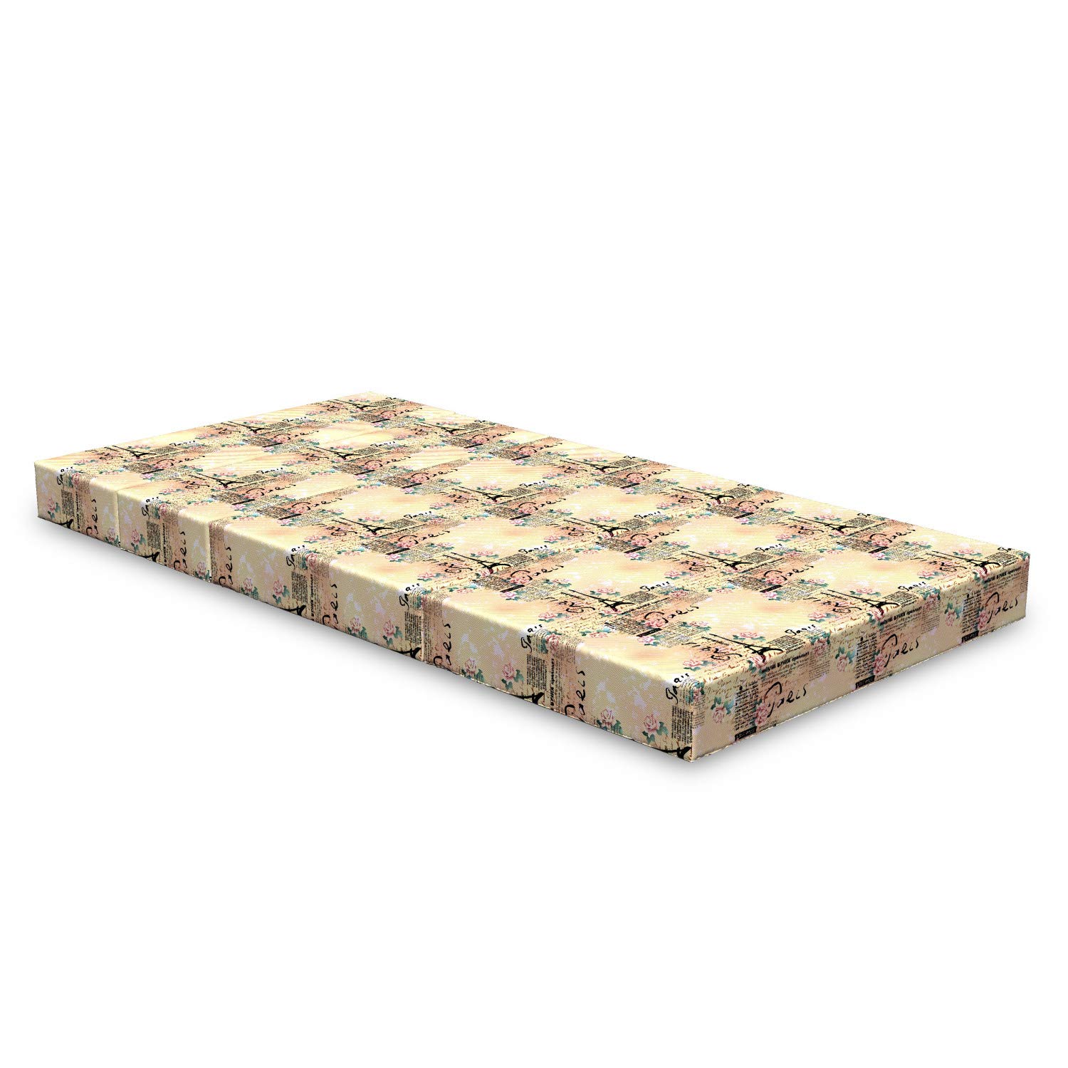 Ambesonne Foldable Mattress - Pale Pink with French Lettering, 74.8