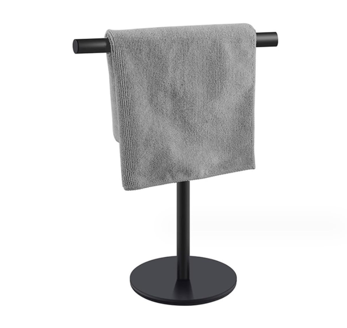Stainless Steel Standing Towel Rack - 304 Stainless Steel Bathroom & Kitchen Towel Holder with Shelf - Countertop Towel Stand for Vanity, Spa, and Luxury Home Decor