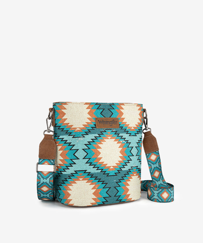 Wrangler Dual-Sided Print Canvas Shoulder Bag for Men & Women - Stylish Crossbody Purse for Travel, Work, and Everyday Use