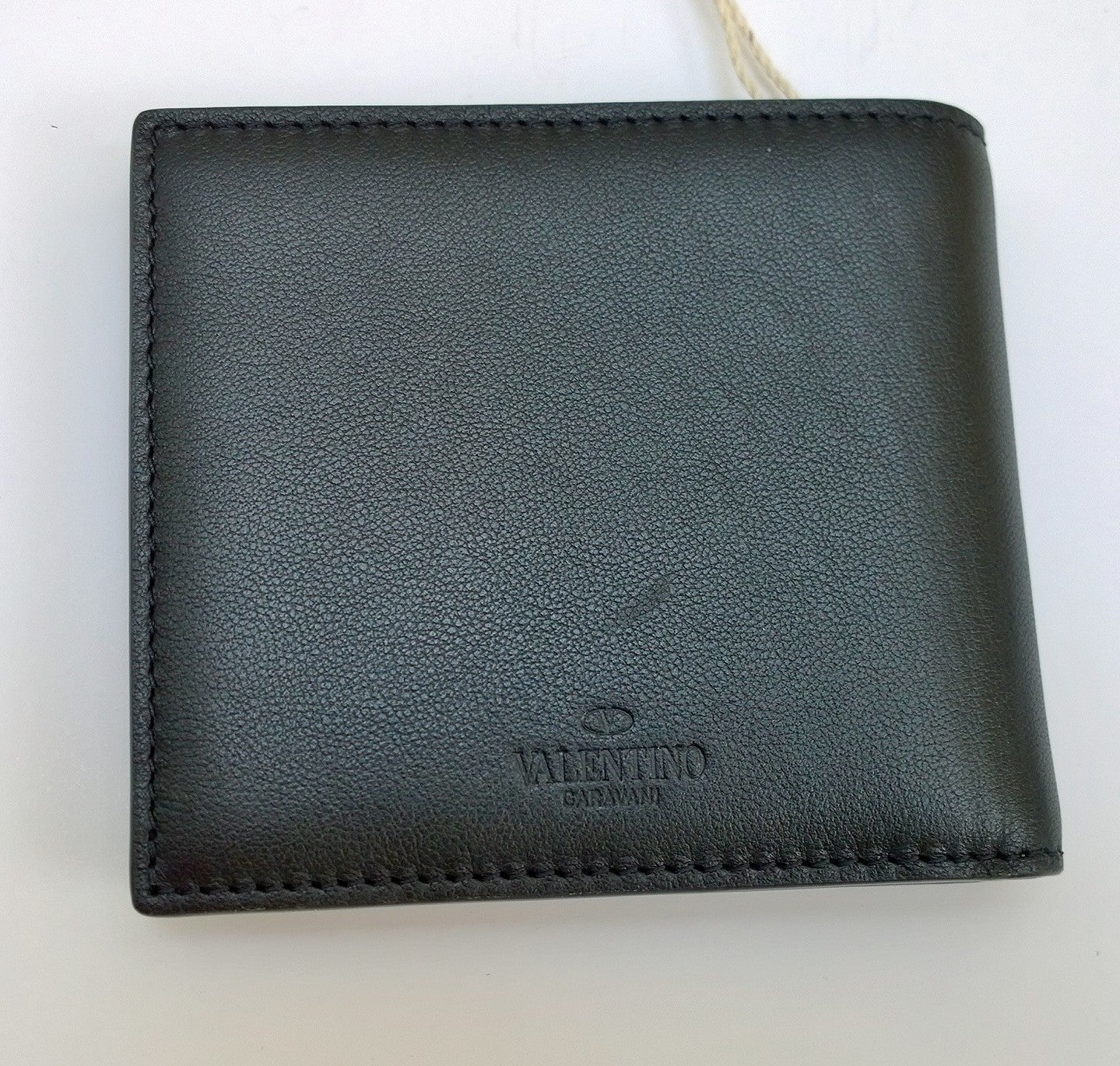 Valentino Garavani Rockstud Men's Leather Wallet - Black with Army Green Billfold - Stylish Slim Bifold Wallet for Everyday Use & Business Occasions