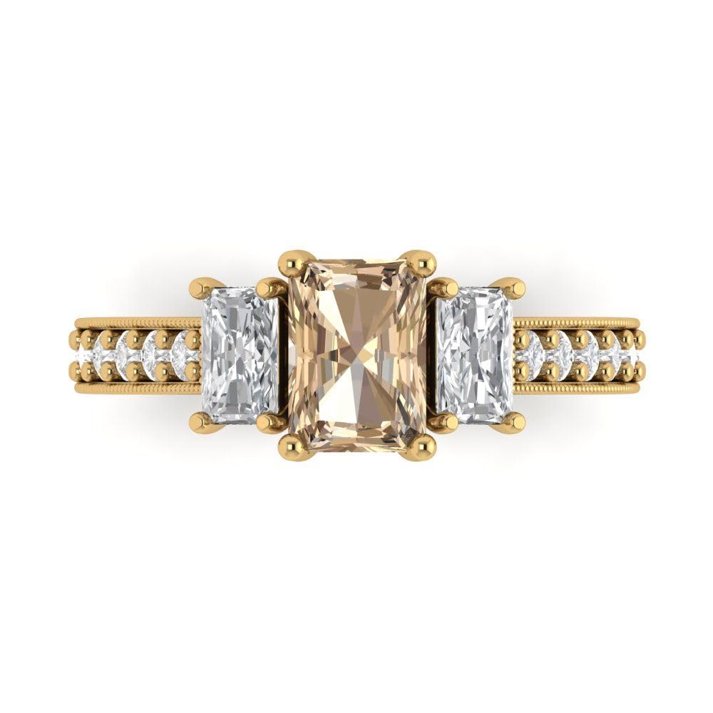 1.82ct Emerald Cut Moissanite Engagement Ring in 14K Gold for Bridal & Anniversary