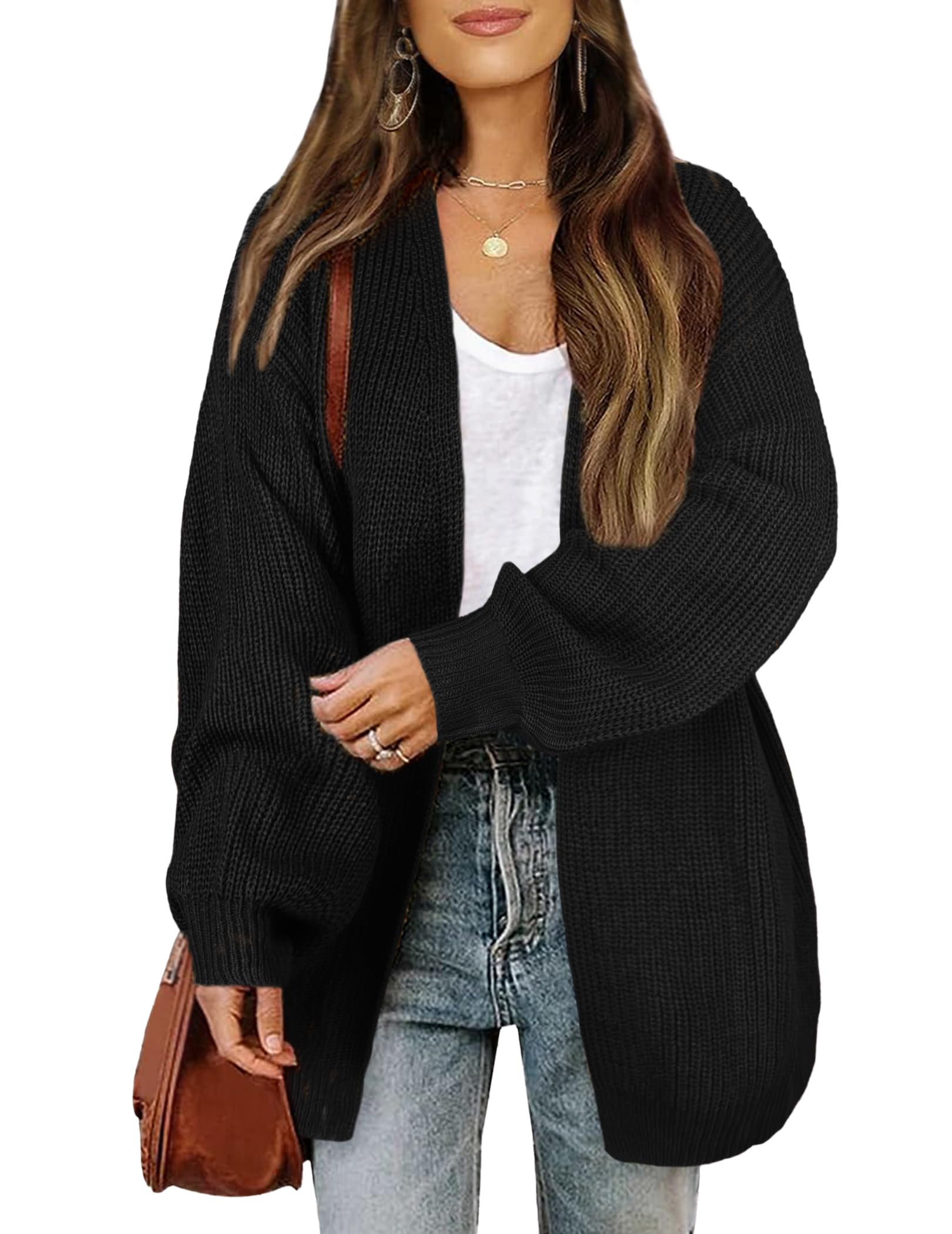 Women's Oversized Lightweight Long Cardigan - Thin Waffle Knit V-Neck Open Front Sweater for Fall 2024 | Cozy Layering Piece for Autumn Outfits, Office Wear & Casual Loungewear