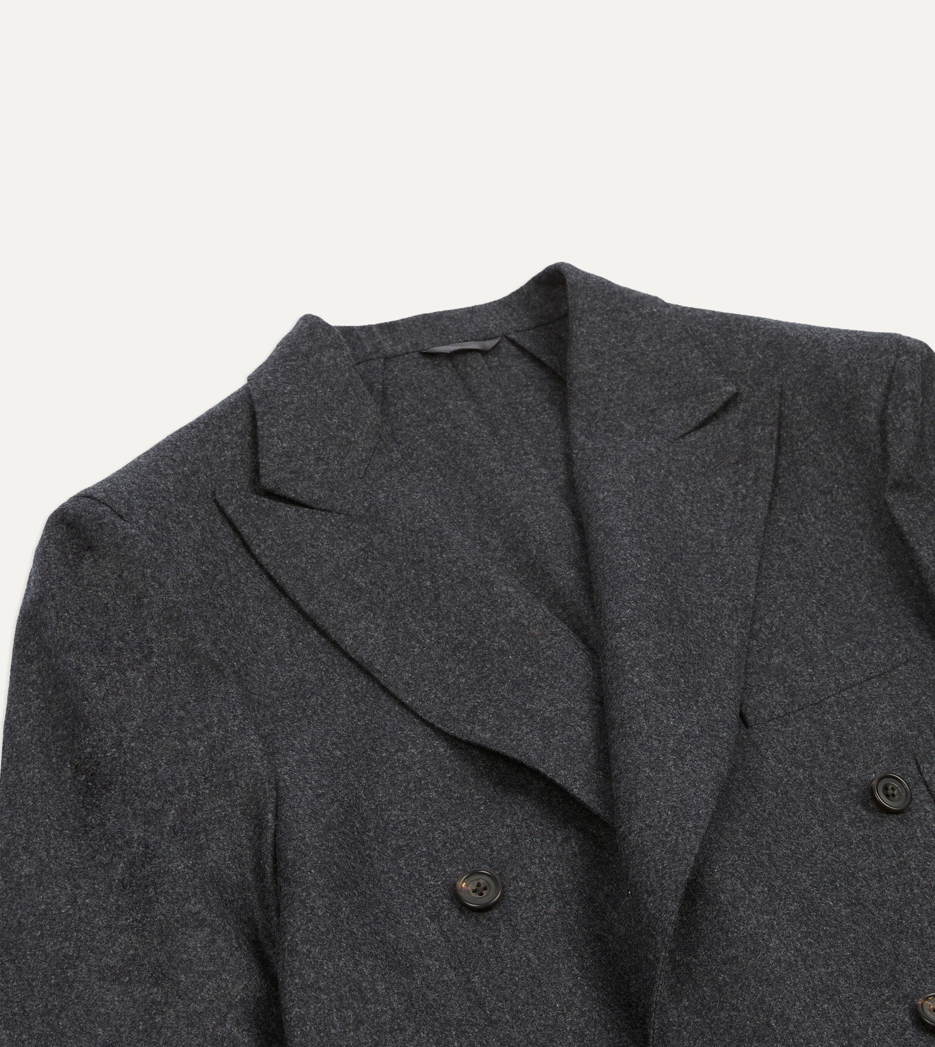 Premium Grey Wool Flannel Double Breasted Tailored Jacket for Men - Classic Business & Formal Wear - Perfect for Office, Weddings & Special Occasions