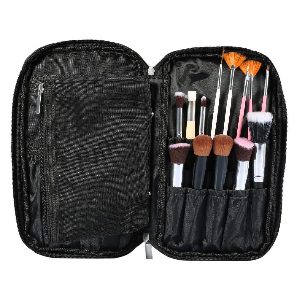 Waterproof Cosmetic Makeup Brush Bag - Travel Toiletry Organizer with Zipper, Black Storage Case for Brushes & Beauty Tools | Perfect for Travel, Gym, and Daily Use