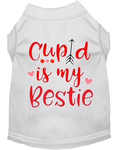 Cupid is My Bestie Screen Print Dog T-Shirt - Multiple Colors for Valentine's Day, Pet Costume Party & Dog Lover Gifts
