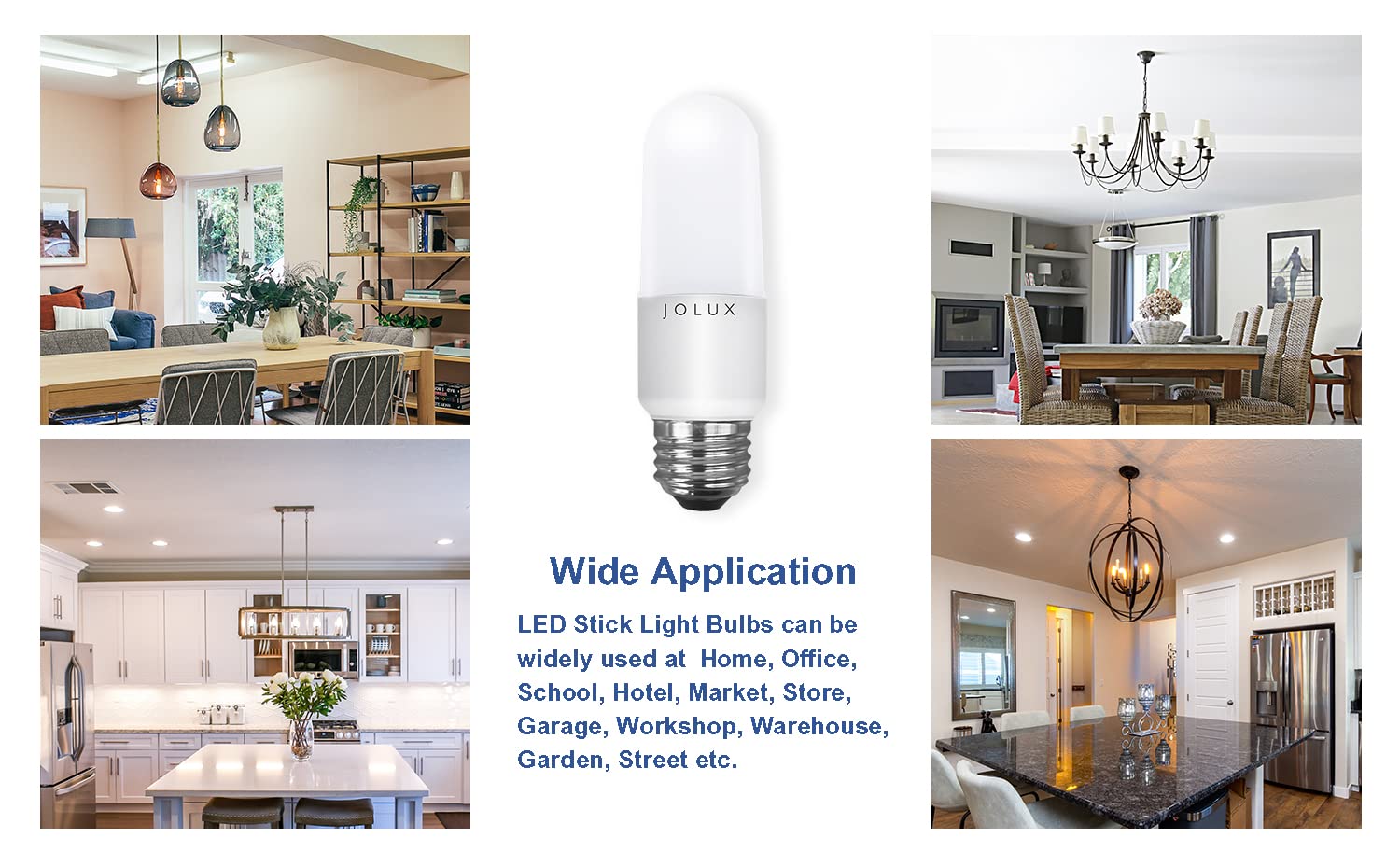 LED Stick Light Bulbs - 60W Equivalent, 5000K Daylight, 800 Lumens, E26 Medium Screw Base - Enclosed Fixture Rated, Non-Dimmable - 6 Pack | Perfect for Kitchen, Bathroom, Garage & Workshop Lighting
