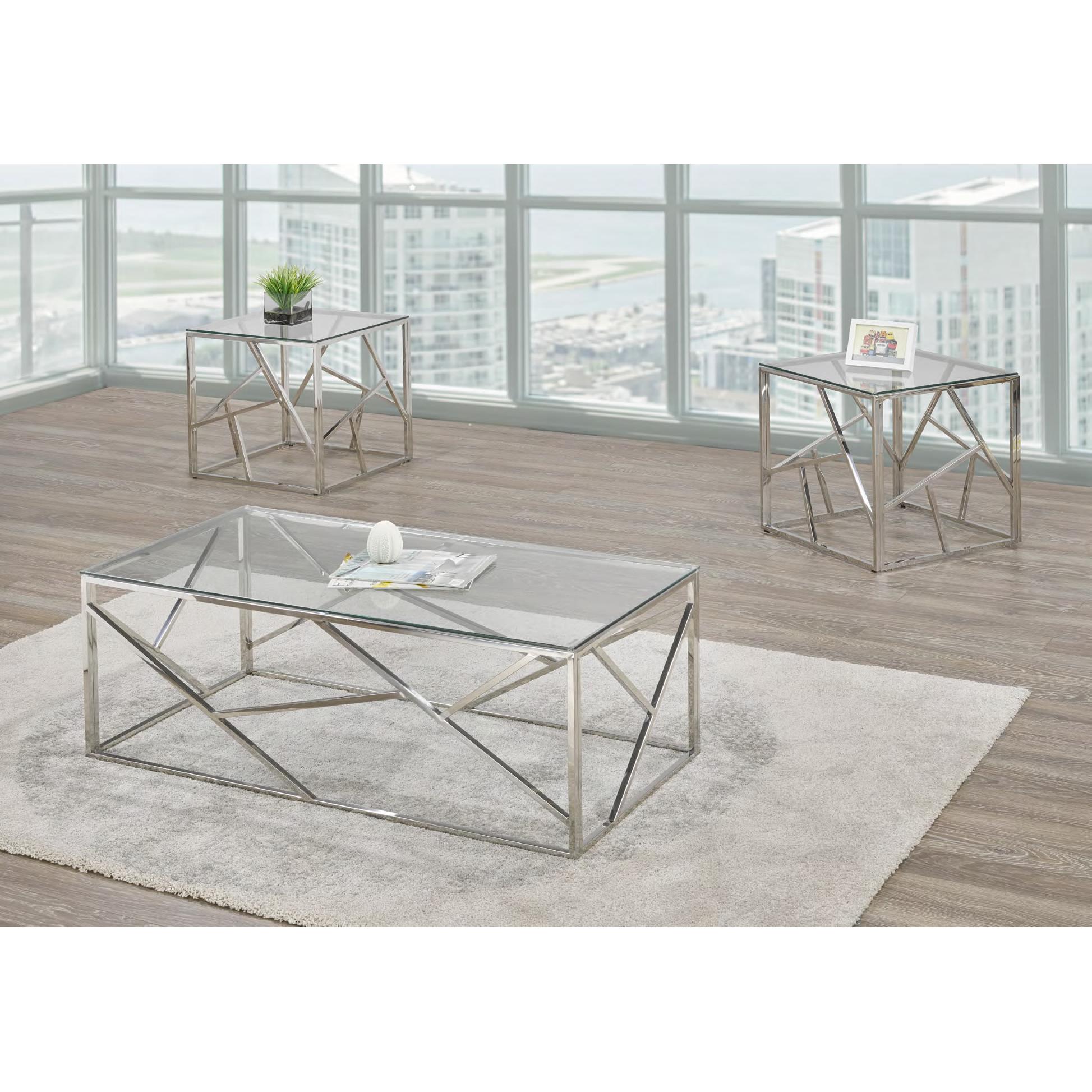 IFDC IF 2350 Modern Coffee Table Set - 3-Piece Living Room Furniture with Tempered Glass Top & Sturdy Metal Frame - Perfect for Small Spaces, Apartments, and Cozy Home Decor