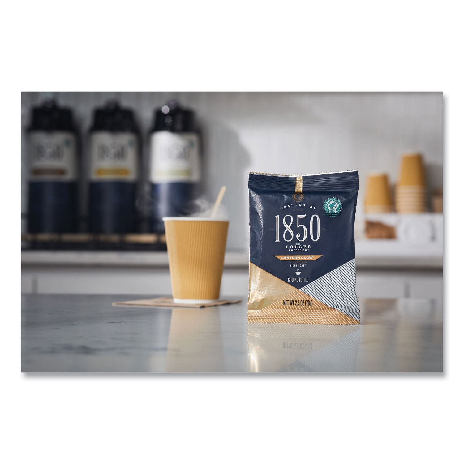 1850 Coffee Fraction Packs - Lantern Glow Light Roast (2.5 Oz, 24 Packs/Carton) | Premium Single-Serve Coffee for Camping, Office & Home Brewing | Convenient Portable Coffee Packets