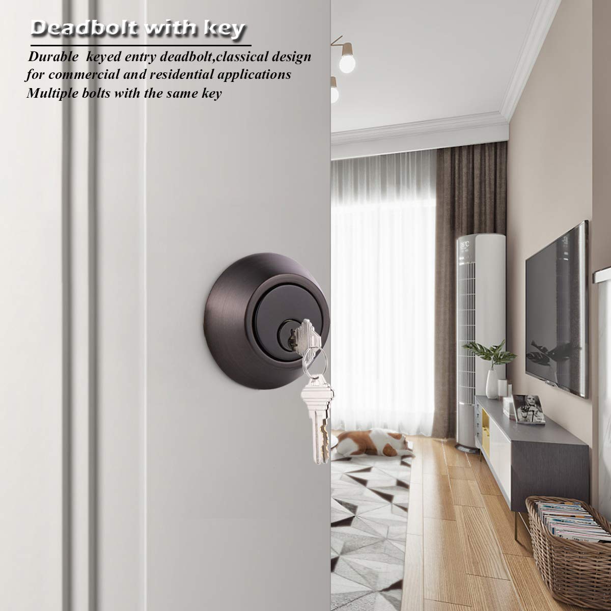 Gobrico 6 Keyed Alike Double Cylinder Deadbolt Lock - Oil Rubbed Bronze Finish - Same Key for All Locks - Secure Your Home, Office, or Rental Property