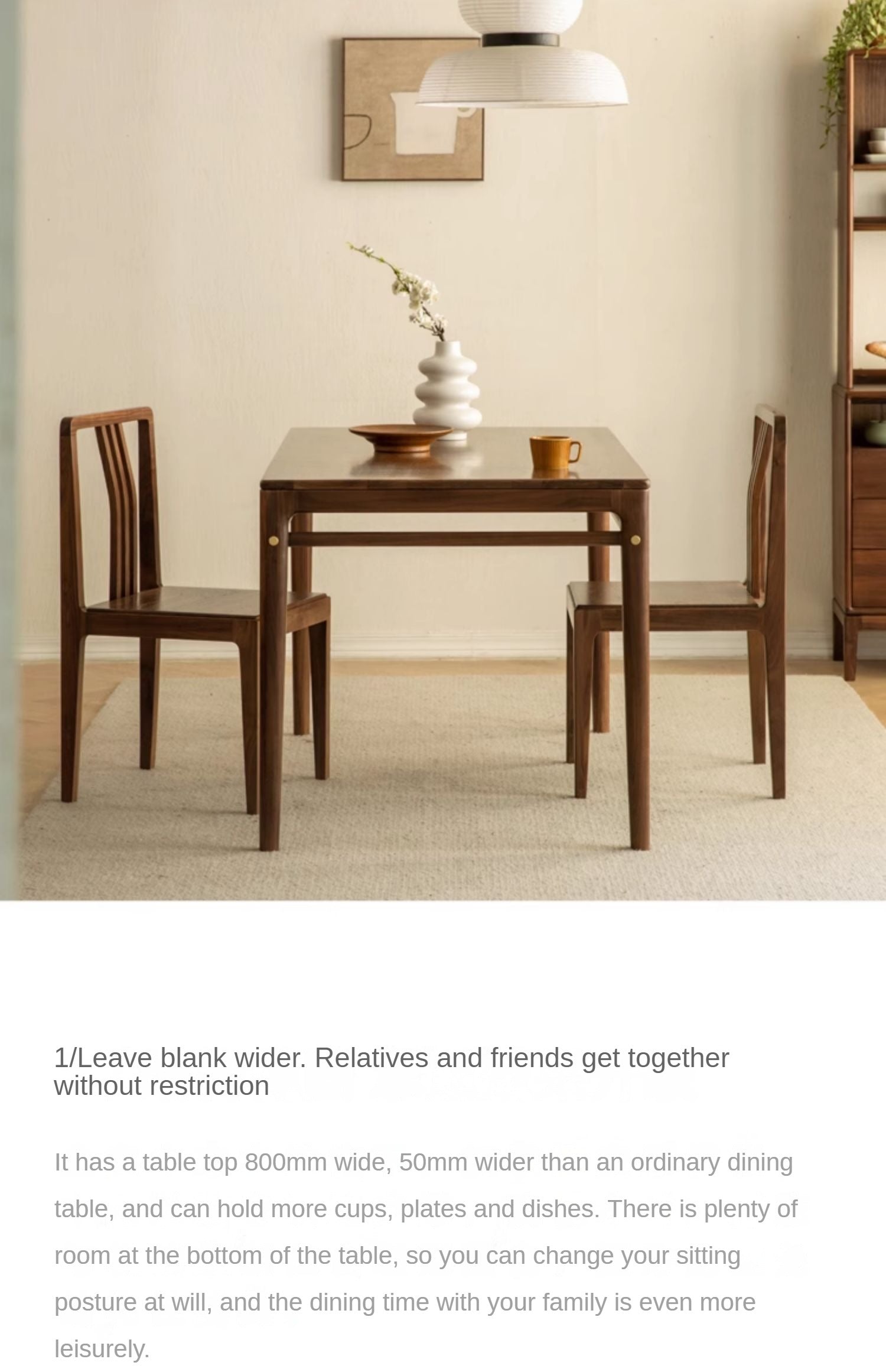 Premium Black Walnut Solid Wood Rectangular Dining Table - 60 Inch Rustic Farmhouse Style for Dining Room, Kitchen, and Home Decor | Durable & Stylish Furniture for Family Gatherings