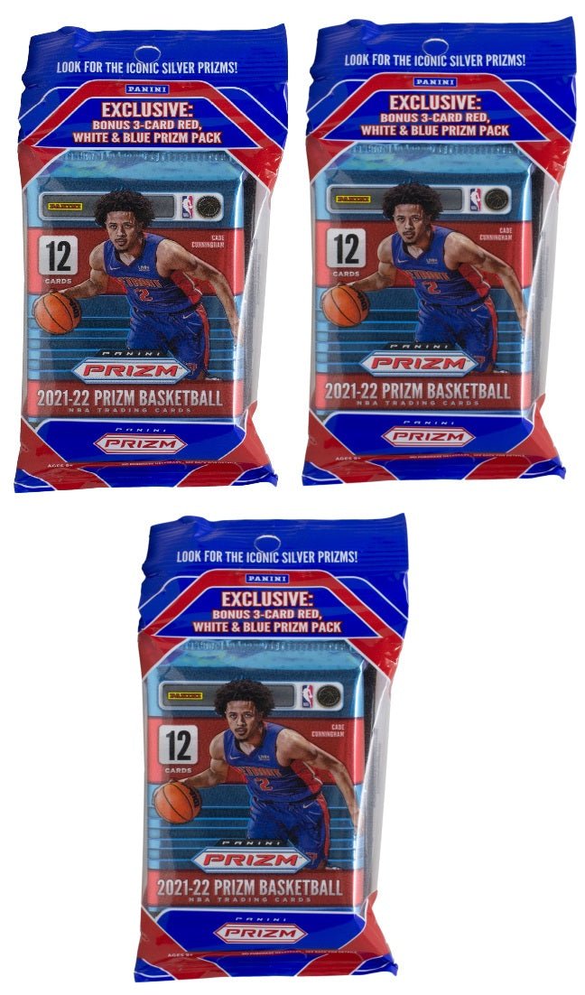 2021/22 Panini Prizm Basketball Card Factory Sealed Hanger Packs - Lot of 3 | NBA Trading Cards Collection | Perfect for Collectors, Investors & Fantasy Sports Fans