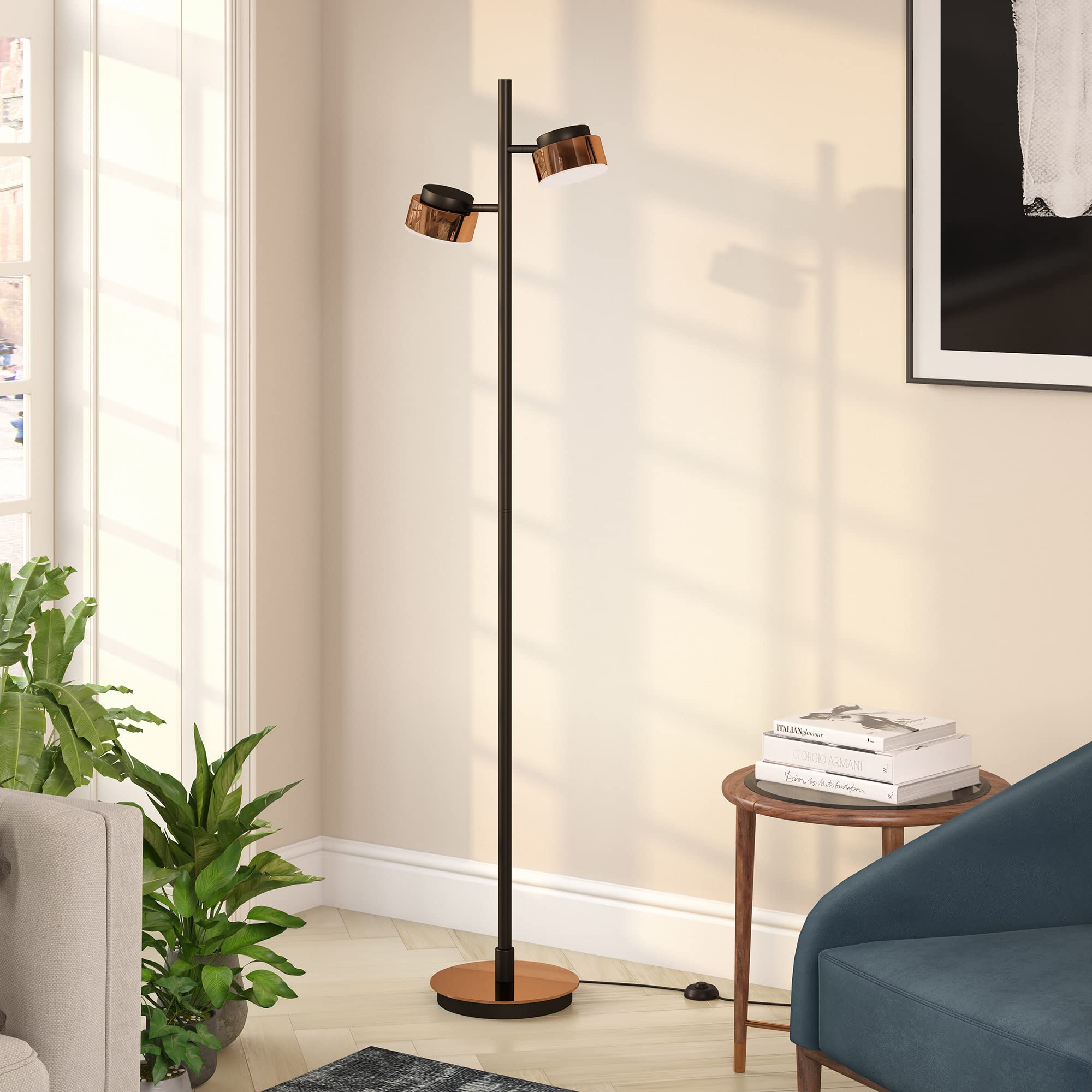 Henn&Hart Jex 2-Light Modern Floor Lamp - 68