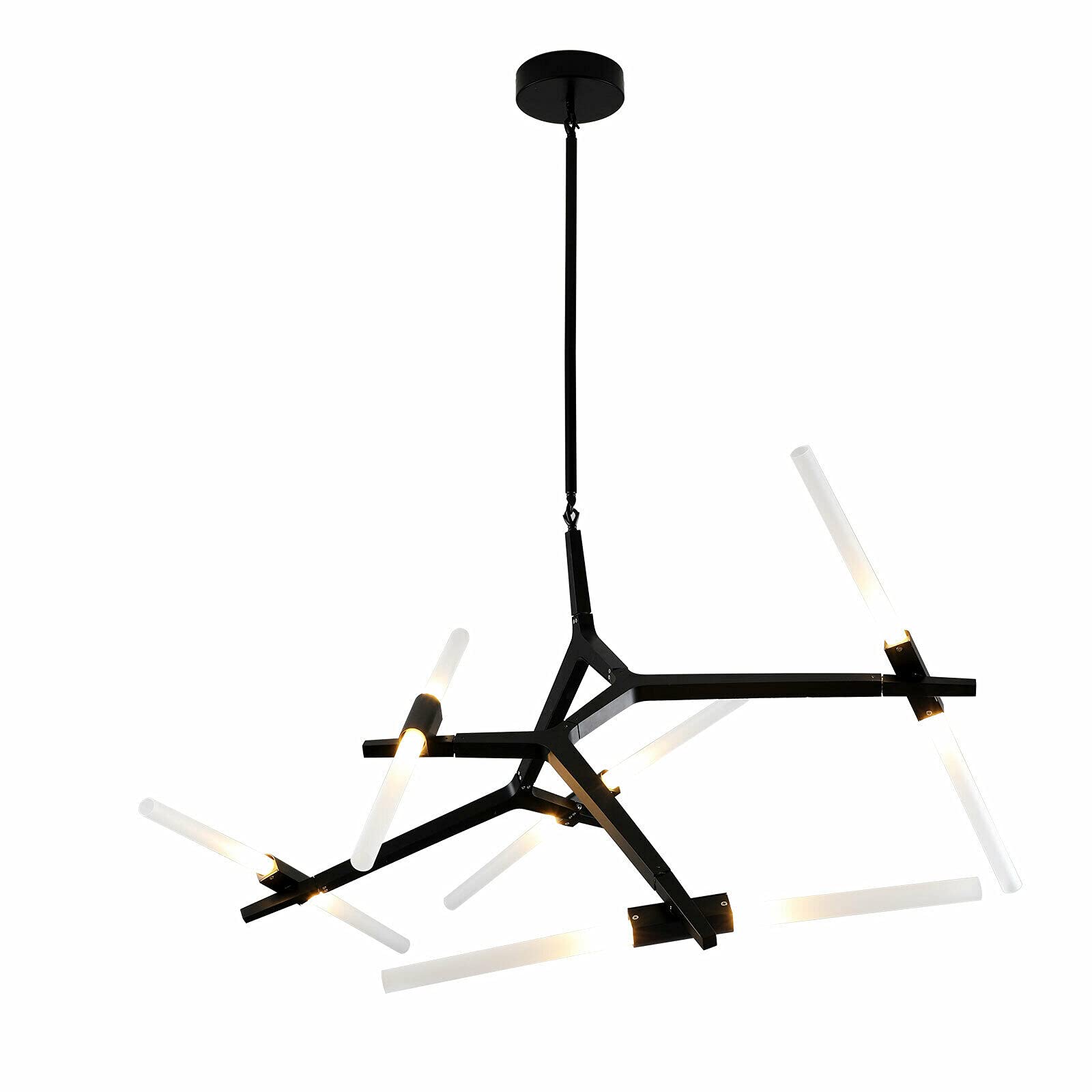 10-Lights LED Chandelier - Modern Industrial Metal Ceiling Pendant Light with 360° & 180° Adjustable Arms for Dining Room, Kitchen, Living Room, Bedroom Lighting