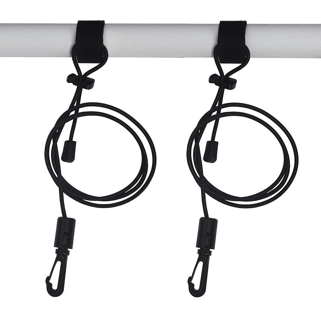 2-Piece Kayak Paddle Leash & Fishing Rod Holder - 44.5in Black Waterproof Safety Tether for Kayaking, Canoeing, and Fishing Accessories - Secure Gear While Paddling or Angling