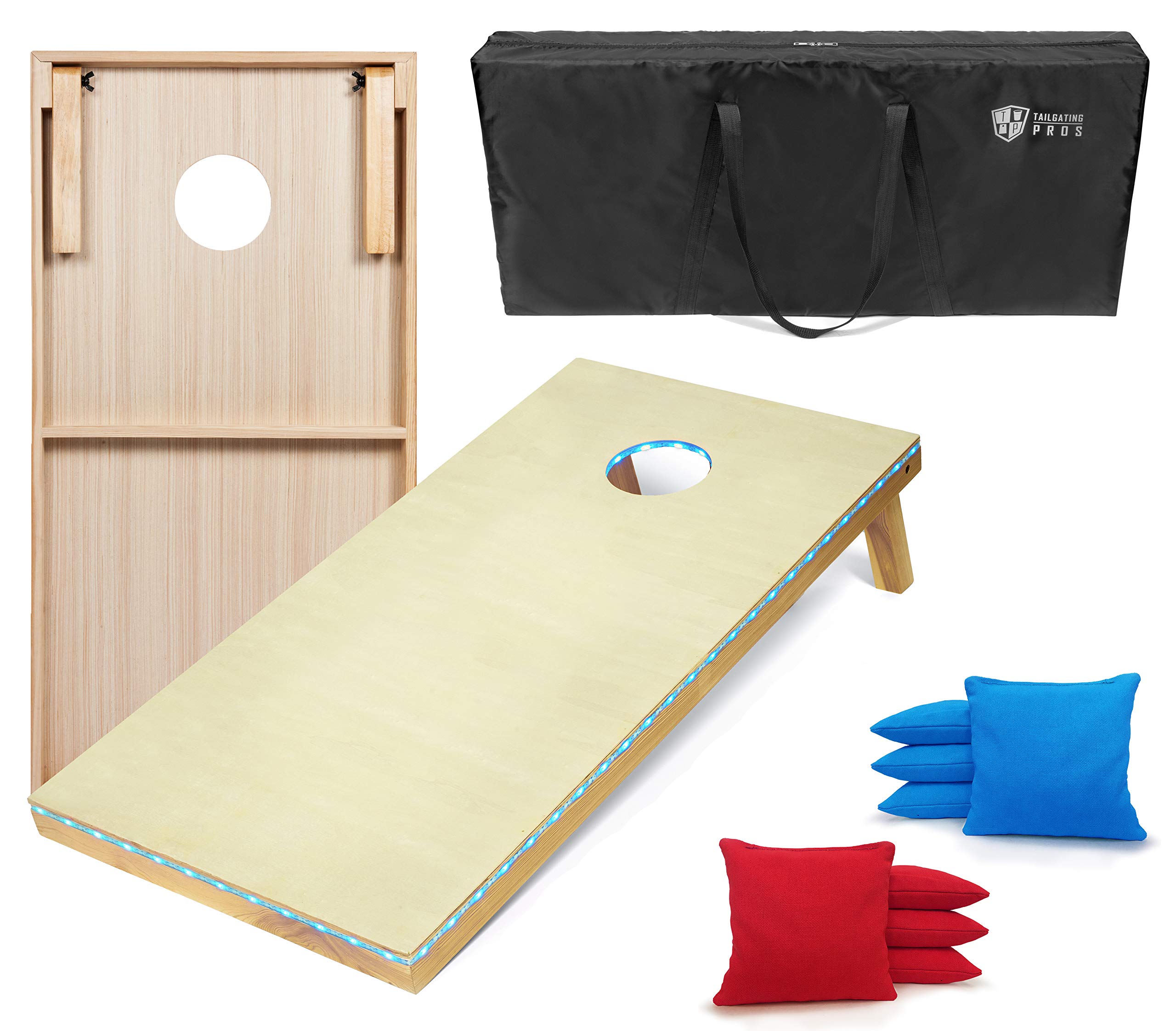 LED Cornhole Game Set - 4'x2' Light Up Cornhole Boards with 8 Bean Bags & Carrying Case - Perfect for Backyard Parties, Tailgating, and Nighttime Outdoor Games