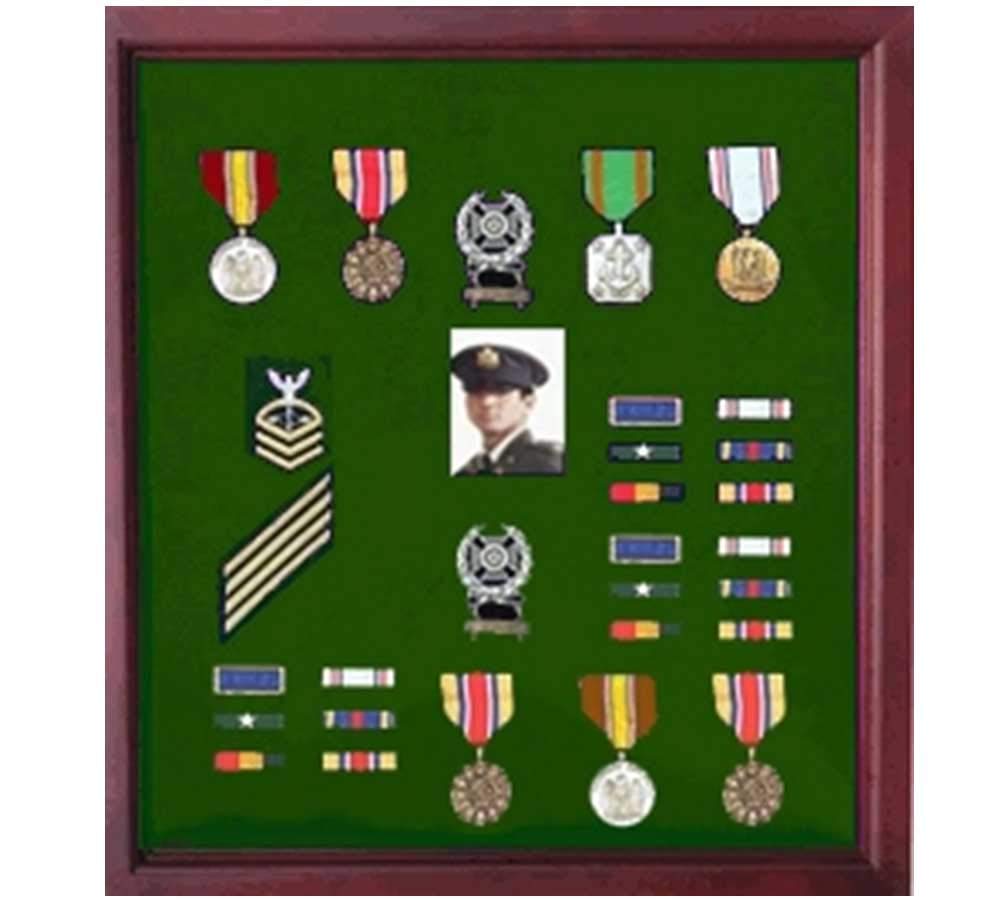 Handcrafted Cherry Wood Medal Display Case - Premium Veteran-Made Award Showcase for Military, Sports & Academic Achievements | Perfect for Home, Office & Trophy Room Decor