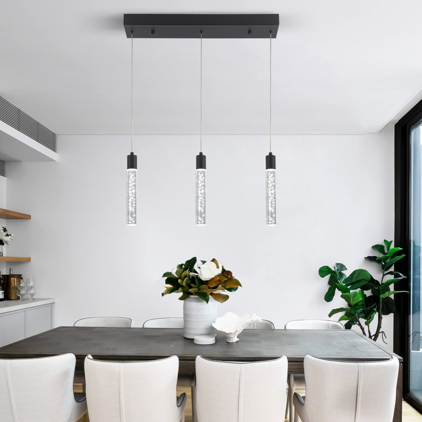 3 Pack Mini Black Modern LED Pendant Lights - Bubble Design Kitchen Island Lighting for Dining Room, Bedroom & Bar - Energy Efficient Hanging Spot Lights for Home Decor & Ambiance