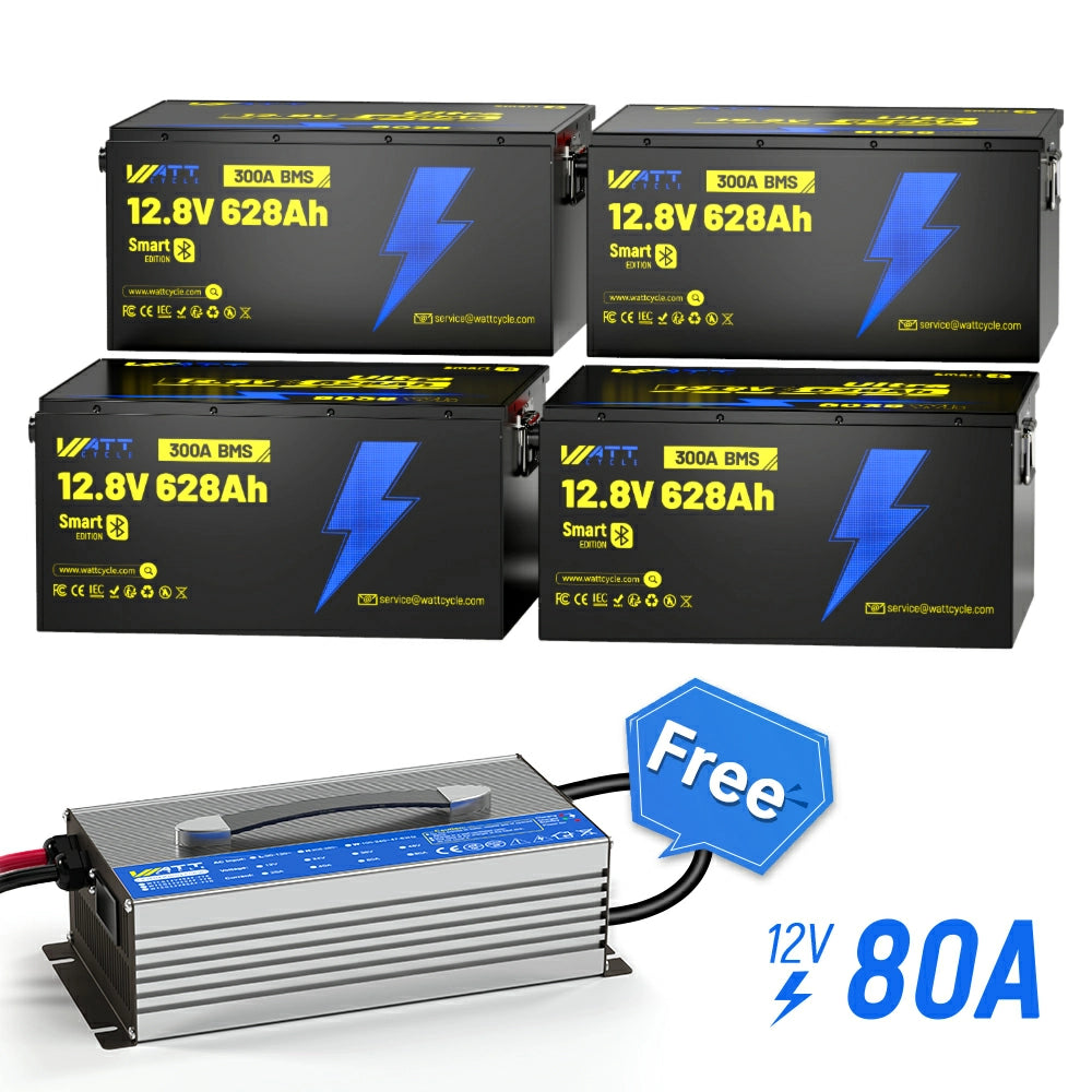 12V 628Ah Ultra Lightweight Lithium Battery with Bluetooth - Perfect for RVs, Boats, Solar Power Systems & Off-Grid Applications