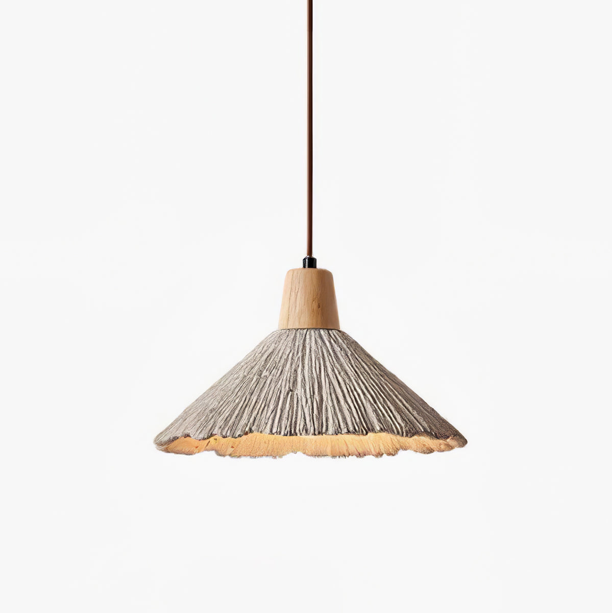 Modern Concrete Pleated Pendant Light - Industrial Style Hanging Lamp for Kitchen Island, Dining Room & Bedroom Lighting