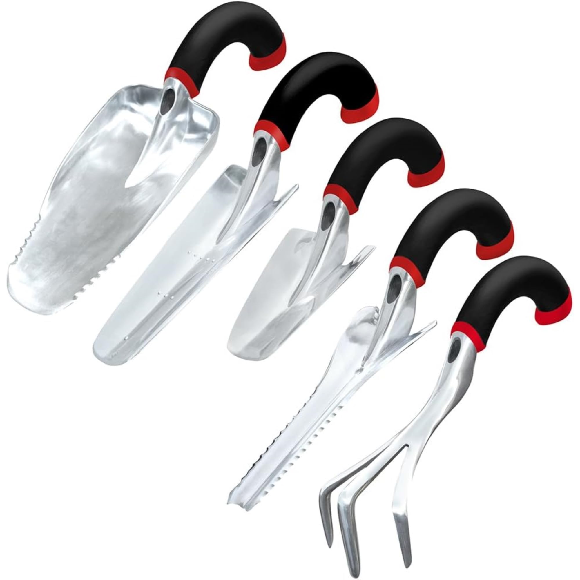 Radius Garden 30511 Ergonomic Garden Hand Tool Set - 3-Piece Stainless Steel Weeding & Planting Tools with Comfort Grip (Red) - Perfect for Home Gardening, Landscaping & Outdoor Planting Activities