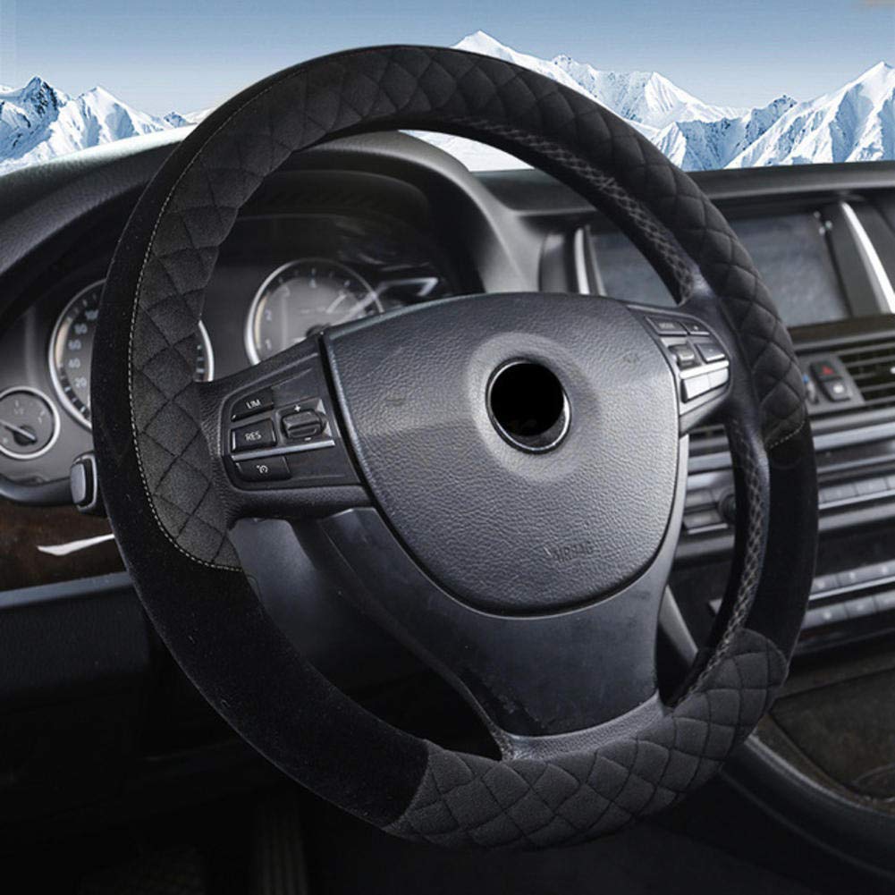 Premium Soft Plush Car Steering Wheel Cover - Universal Fit for BMW, Honda, Mazda & More | Non-Slip Grip, Stylish Pearl Velvet Design | Perfect for Winter Warmth & Year-Round Comfort Driving