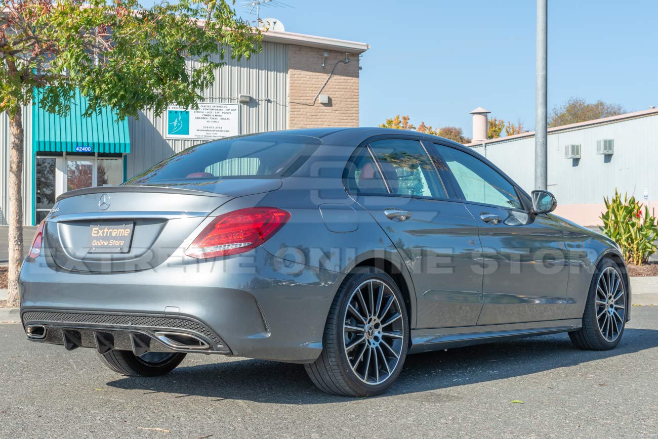 2015-2018 Mercedes Benz W205 C-Class AMG Sport Style Carbon Fiber Rear Bumper Lower Diffuser Replacement - Upgrade Your Car's Aerodynamics & Style for Street Racing & Show Car Events