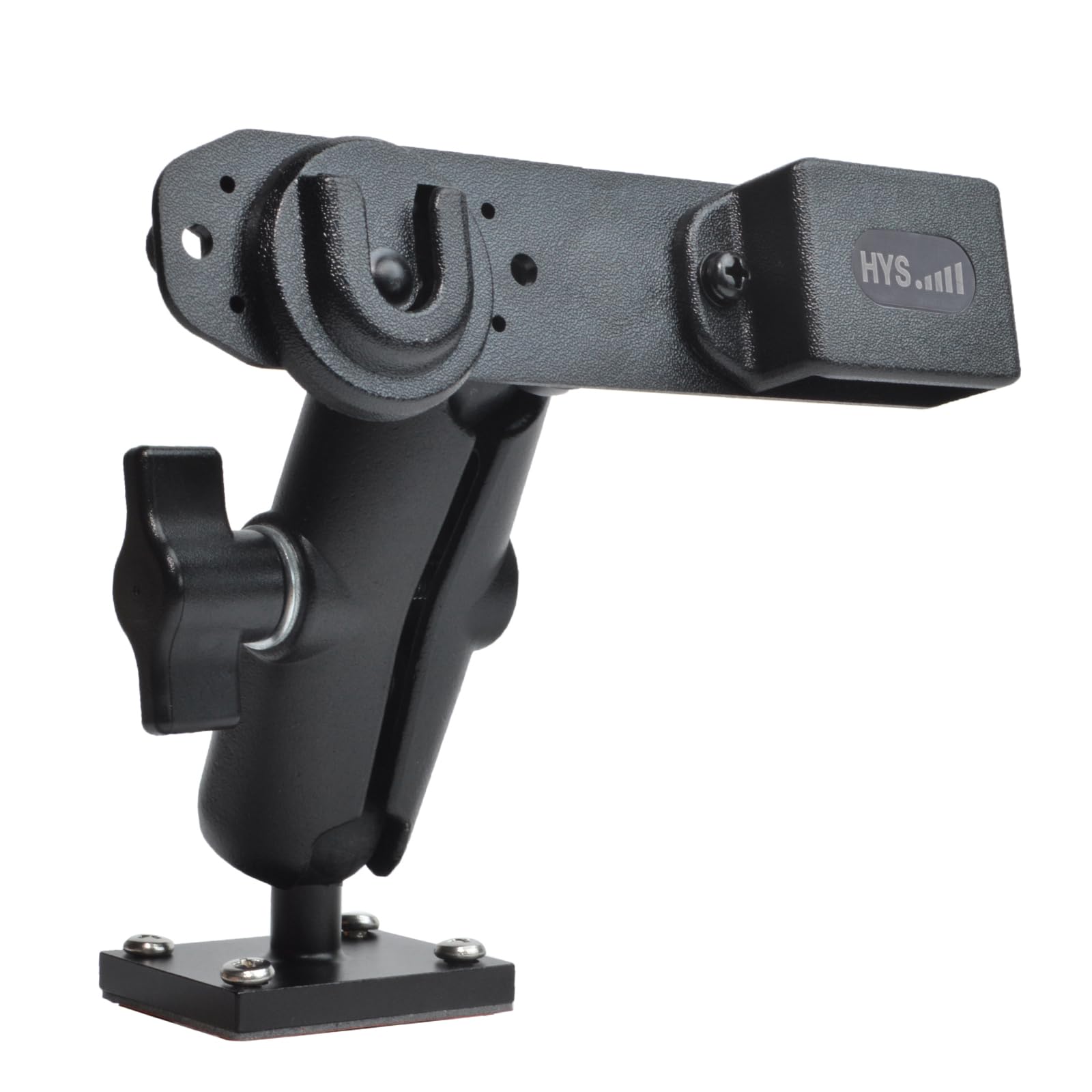 HYS Heavy Duty Drill Base Tablet Holder Mount for Trucks & Vehicles - Aluminum Arm Stand for HT Radios (Motorola SL300, APX6000, APX8000) & CB Radio Mics - Perfect for Police, Construction & Fleet Management Use