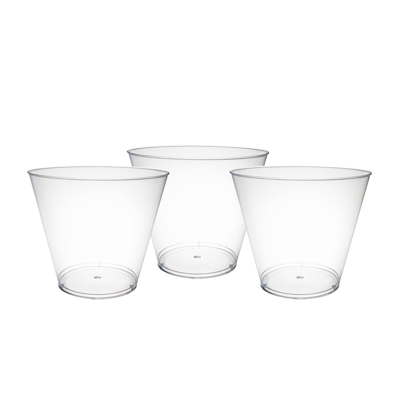 150-Pack Clear 9 oz Disposable Plastic Party Punch Cups - Old Fashioned Tumblers & Cocktail Glasses for Parties, Weddings, BBQs & Events - Durable Hard Plastic Drinkware