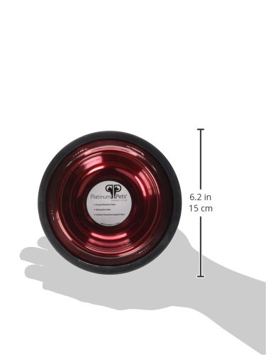 Platinum Pets Non-Slip Stainless Steel Dog Bowl - 6 oz, Candy Apple Red - Perfect for Small Dogs, Travel & Home Use