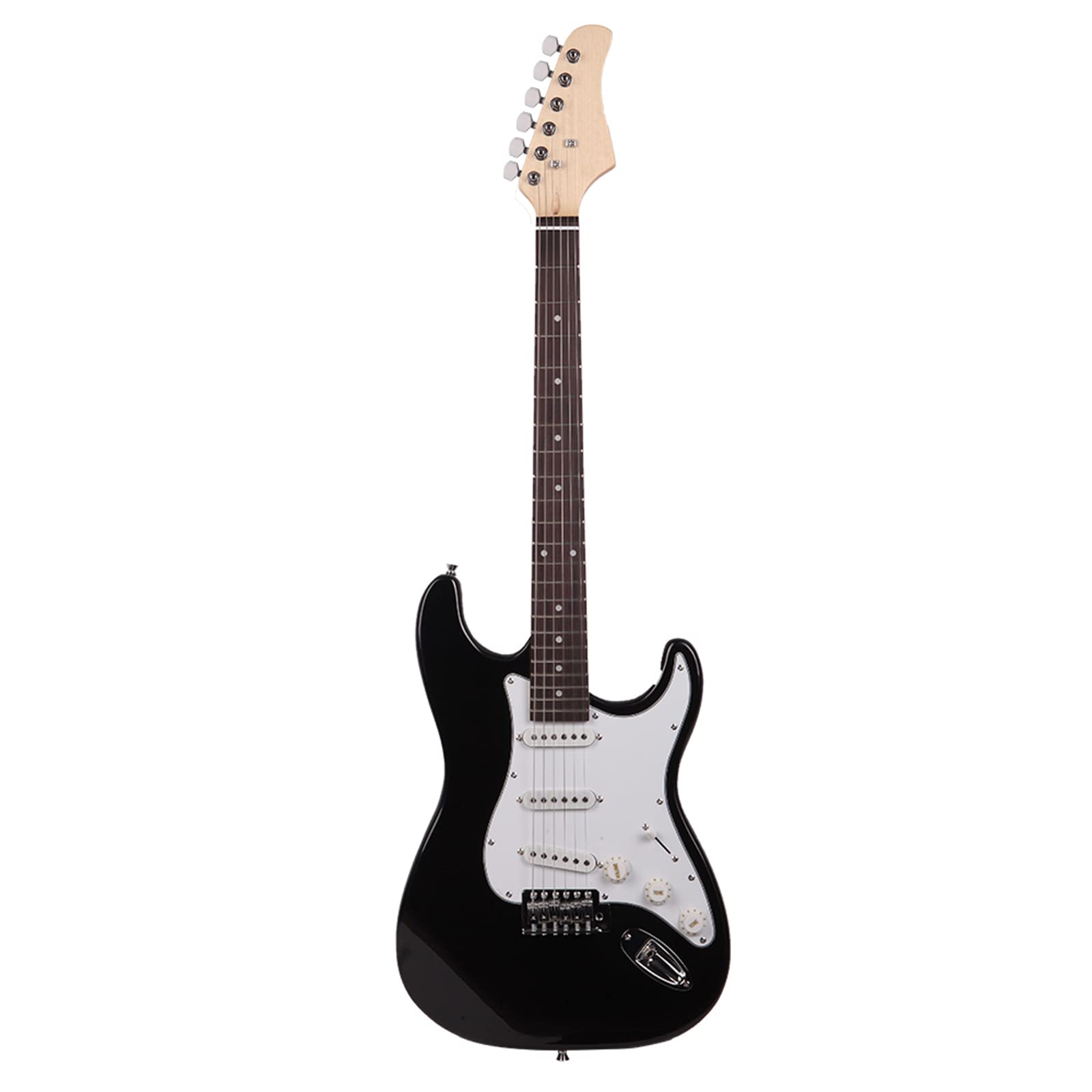 Premium Rosewood Fingerboard Electric Guitar - Black with White Accents | Perfect for Rock, Blues & Stage Performances