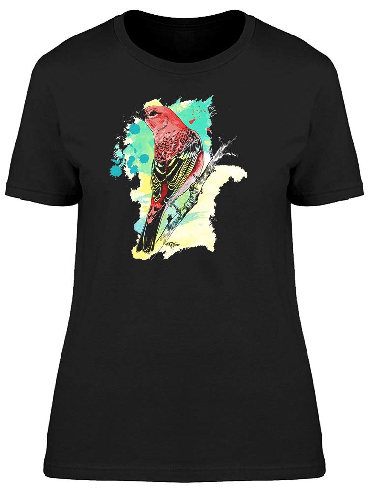 Women's Red Bird with Splash Paint Graphic T-Shirt | Casual Streetwear Tee for Everyday Wear & Outfits