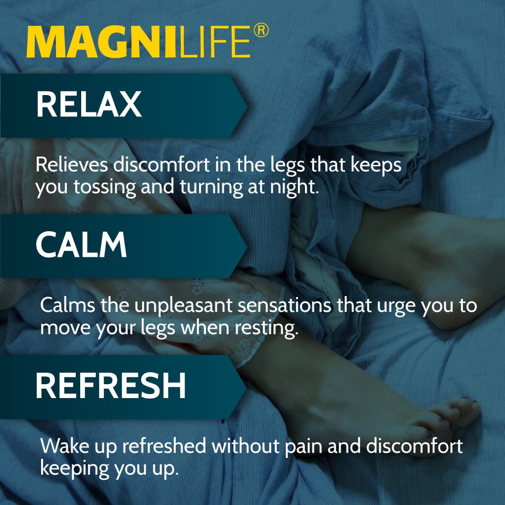 MagniLife Relaxing Legs - Natural Sleep Aid & Pain Relief Tablets | Calms Leg Jerks, Restlessness & Discomfort | 125 Fast-Dissolving Tablets for Better Sleep & Nighttime Comfort