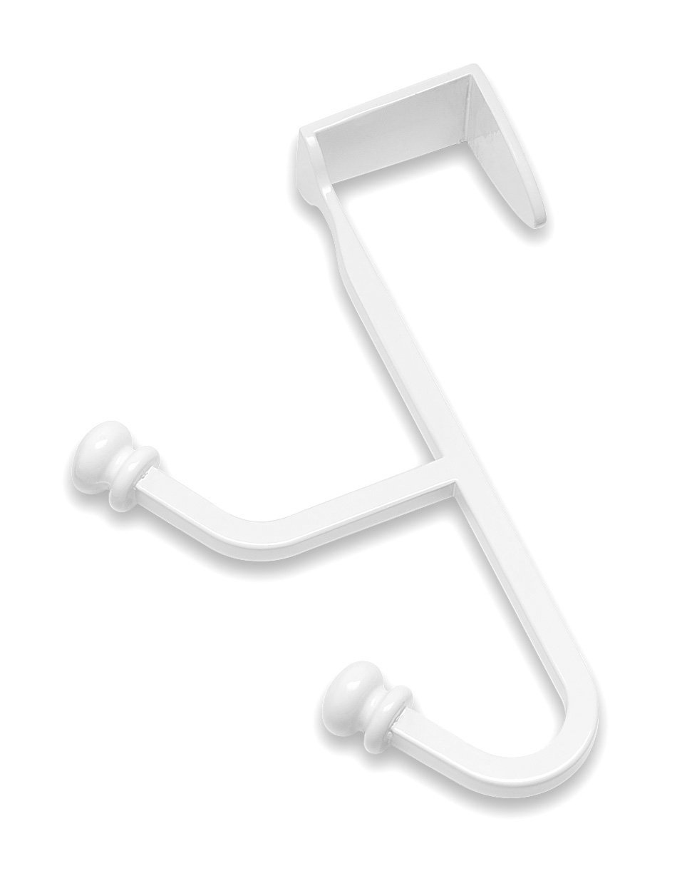 Whitmor Over the Door Double Hook - Heavy Duty White Hanger for Coats, Hats & Towels - Space Saving Closet & Bathroom Organization Solution