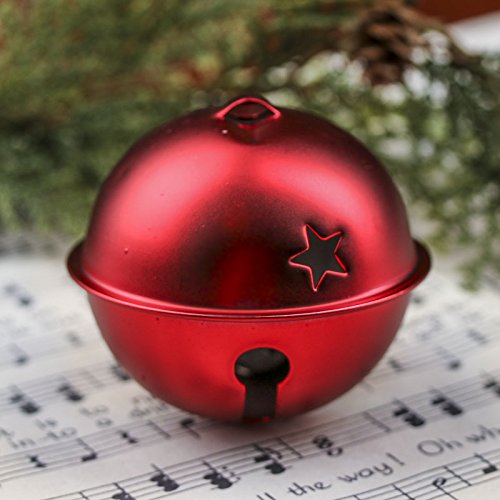 6-Pack Metallic Matte Red Star Cutout Sleigh Bells - Christmas Holiday Decorations for Tree, Wreaths & Festive Displays - Factory Direct Craft