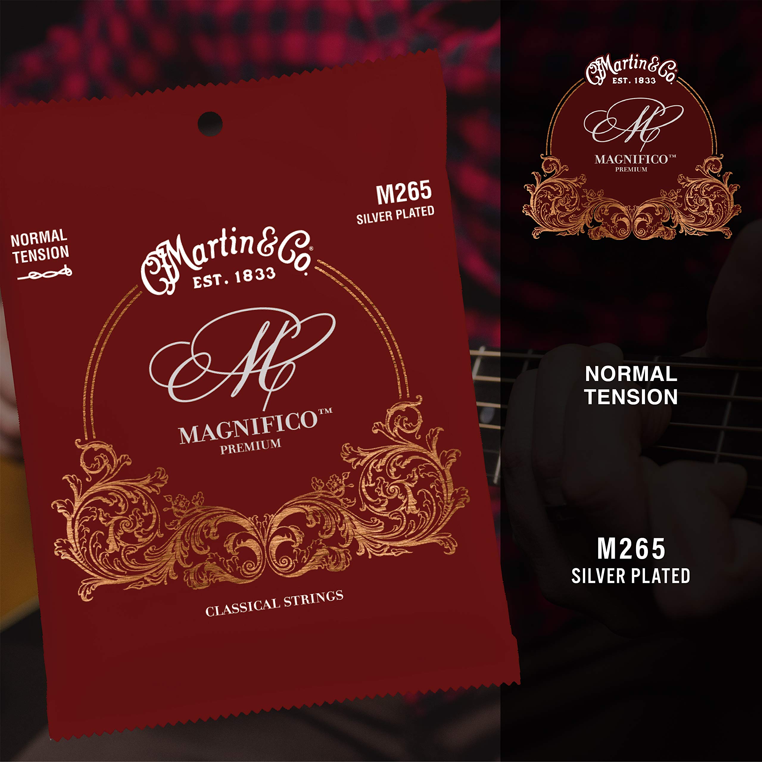 Premium Martin Magnifico Classical Guitar Strings - Silver Plated Normal Tension (M265) for Classical & Flamenco Music - Perfect for Performances, Practice & Recording Sessions