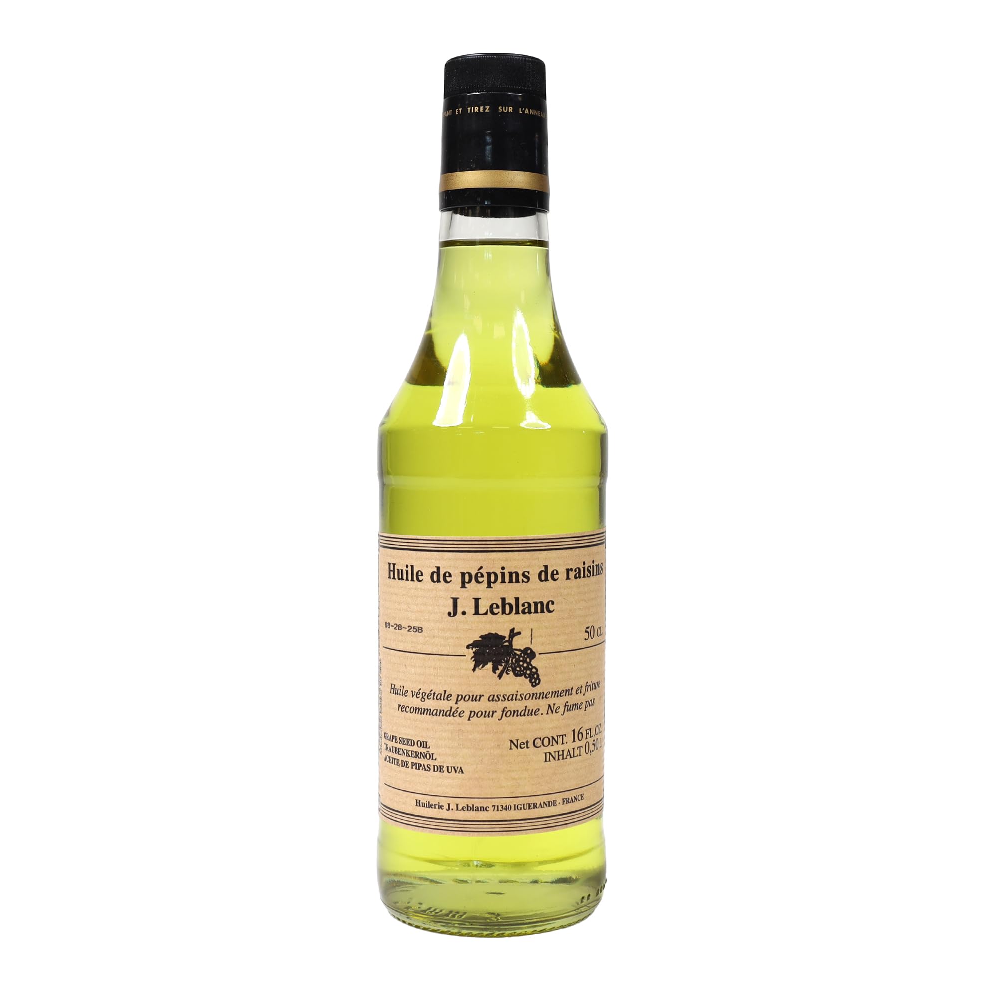 Pure Grapeseed Oil for Cooking & Skin Care - Cold Pressed J. Leblanc Grape Seed Oil 16 Fl oz - Ideal for Salad Dressings, Baking & Natural Moisturizer