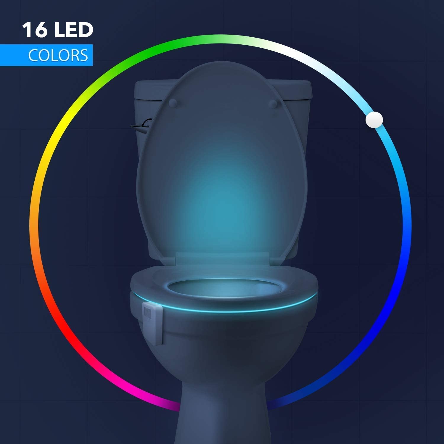 Rechargeable Motion Sensor Toilet Night Light - 16 Color Changing LED Bathroom Nightlight for Kids, Teens, Adults - Perfect for Safe Nighttime Bathroom Visits & Father's Day Gifts