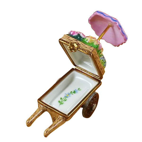 Exquisite Limoges Porcelain Flower Cart Trinket Box - Hand-Painted French Collectible for Home Decor, Jewelry Storage & Gift Giving - Perfect for Weddings, Anniversaries & Tea Party Decorations
