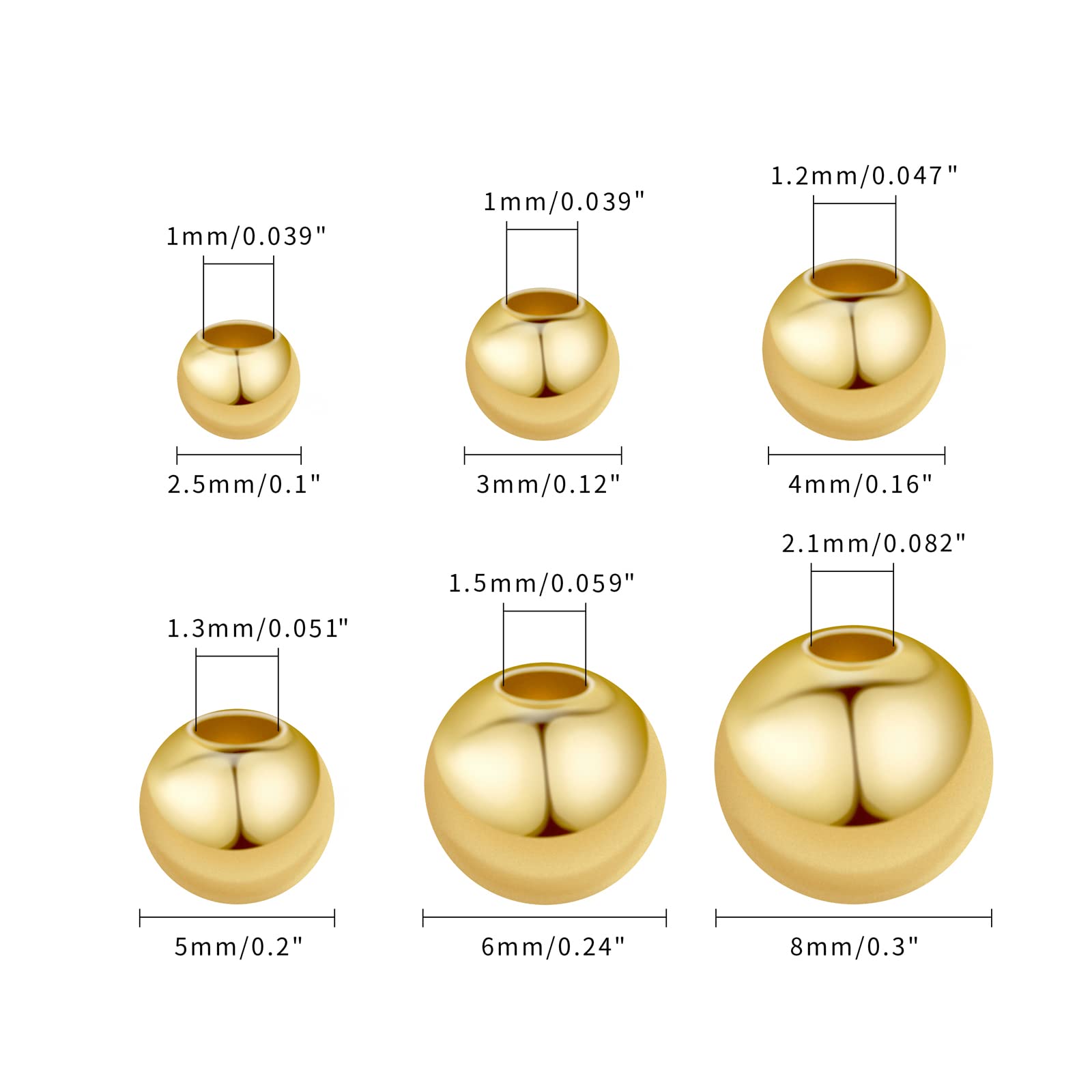 40pcs 8mm 14K Gold Plated Spacer Beads - Smooth Round Seamless Ball Beads for Jewelry Making, Necklace, Bracelet & Earrings | Tarnish Resistant & Durable | Perfect for DIY Crafts, Gift Making & Boho Style Jewelry Designs
