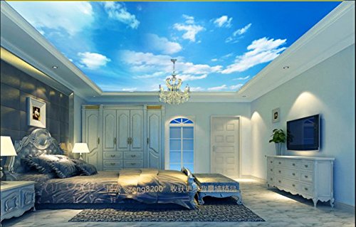 3D Sky Cloud Ceiling Wallpaper - Self-Adhesive Large Wall Mural (82”x58”/208x146cm) for Bedroom, Nursery & Living Room Decor | Woven Paper Design Requires Glue | AJ WALLPAPER US Lemon Collection