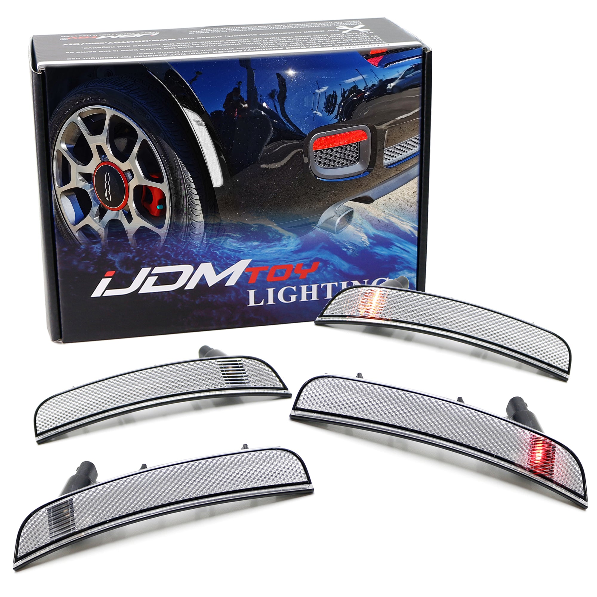 Clear Front & Rear Wheel Arch Side Marker Lights Compatible with 2012-2019 Fiat 500 Abarth/GQ - Enhanced Visibility & Safety for Night Driving & Custom Car Styling