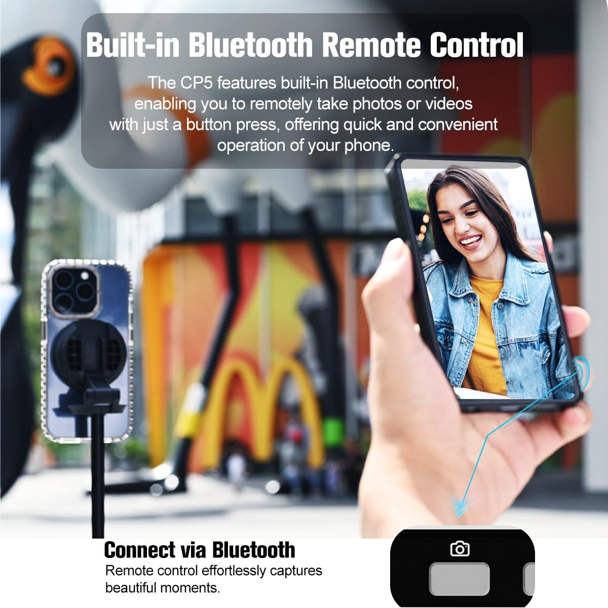 5 Inch 1080P Touchscreen CP5 Phone Vlog Selfie Monitor with Wireless Transmission & Bluetooth Remote - 2.4G/5GHz 164ft Range, Compatible with iPhone for YouTube Vlogging, Live Streaming, Photography & Video Recording (Includes Grey Protective Case)