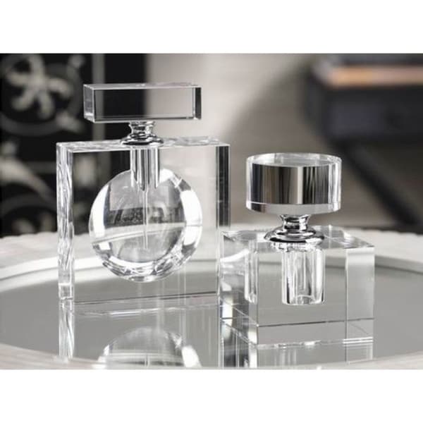 Amari 4.25 Inch Tall Glass Perfume Bottle - Elegant Cube Shape for Fragrance Storage | Perfect for Essential Oils, Perfume Display & Home Decor