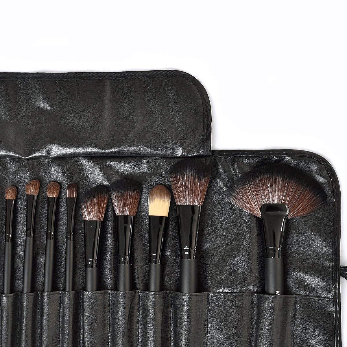GELATO BEAUTY 24-Piece Soft Bristle Makeup Brush Set with PU Leather Case - Black | 24-in-1 Professional Cosmetic Brushes for Foundation, Blending, Contouring & Eyeshadow | Perfect for Travel & Everyday Makeup Application