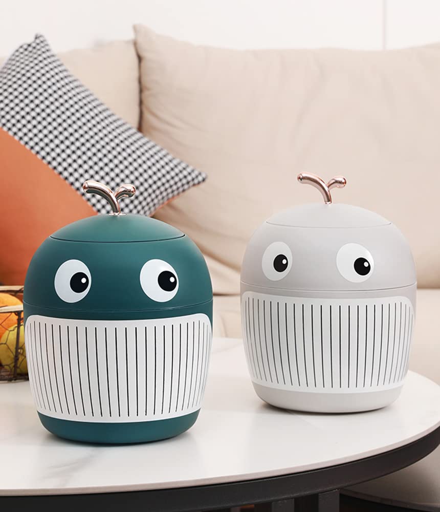 Mini Desktop Trash Can with Lid - Cute Whale Design Small Waste Basket, Portable Garbage Bin for Home, Office, Living Room, Coffee Table, Bathroom & Kitchen | Perfect for Desk Organization, Bedroom Decor & Household Cleaning
