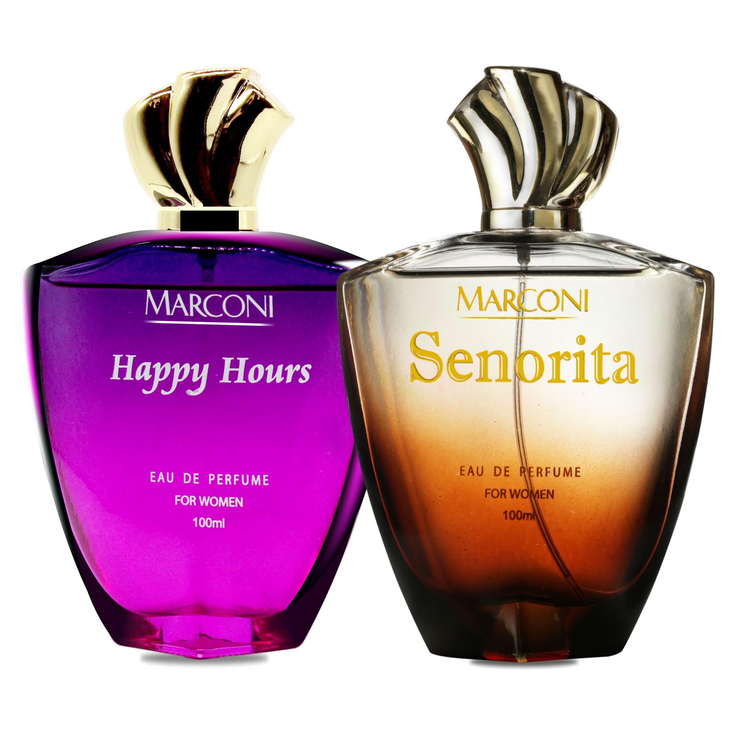 Marconi™ Happy Hours & Senorita 100ml + 100ml Eau De Parfume Set - French Perfume for Women | Long-Lasting Floral Fragrance | Perfect for Date Night & Special Occasions