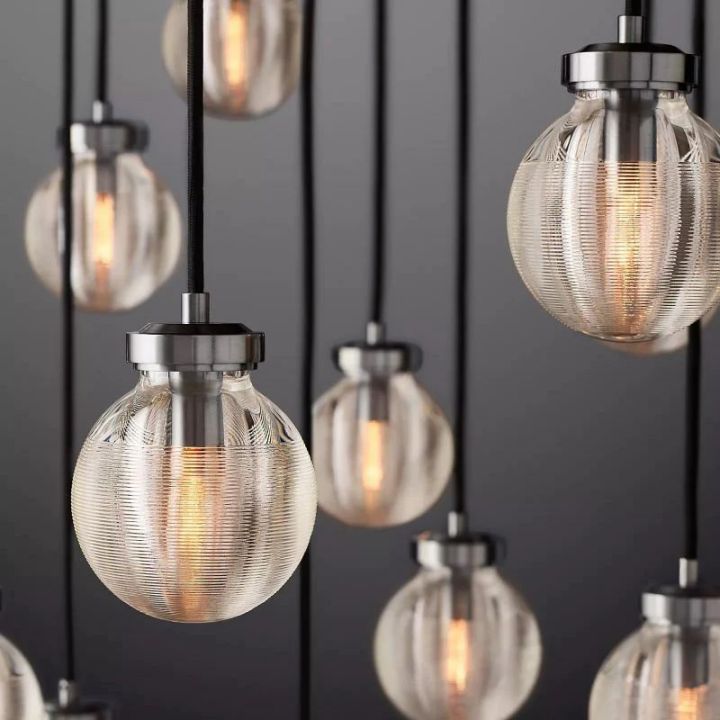 Augety Modern Spherical Round Chandelier - 38 Inch Contemporary Lighting Fixture for Dining Room, Living Room, Bedroom & Foyer